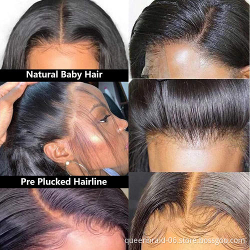 13x4 Lace Front Human Hair Wigs Body Wave Wigs Brazilian Virgin Human Hair Lace Wigs Pre Plucked with Baby Hair Natural Color